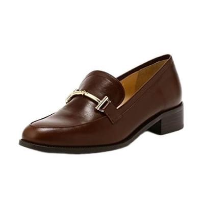 Милые CALF12008 Темно-коричневые Лоферы женские плоские, размер см 23.0
