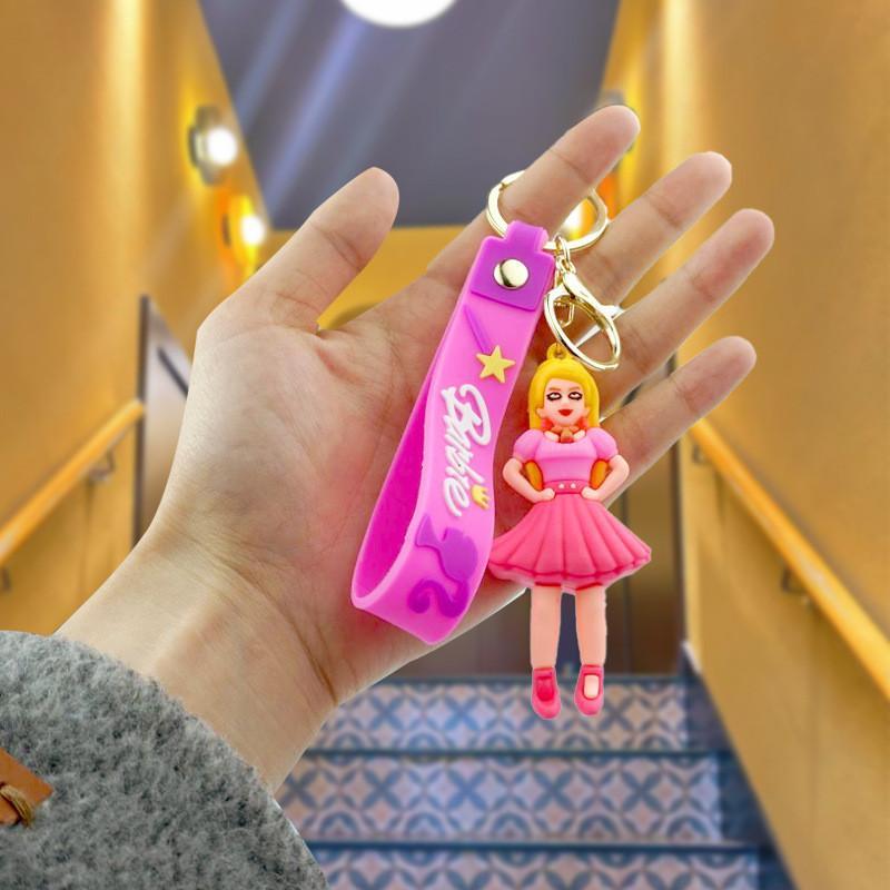 Очаровательный резиновый брелок-принцесса Барби, милый модный аксессуар для ключей в виде куклы