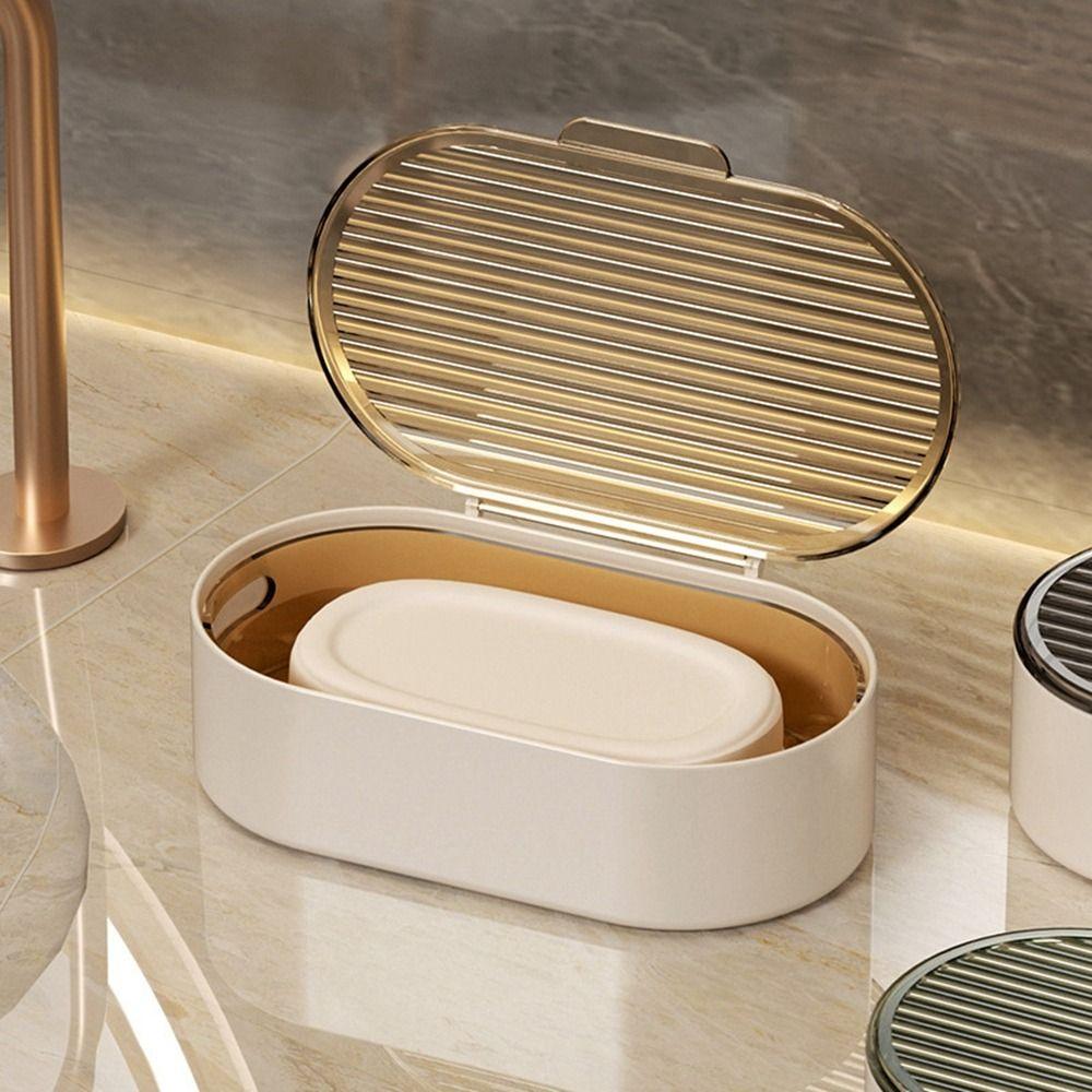 Hollow Light Luxury Double Drain Soap Box Plastic Soap Dish Practical Drain Soap Holder Home