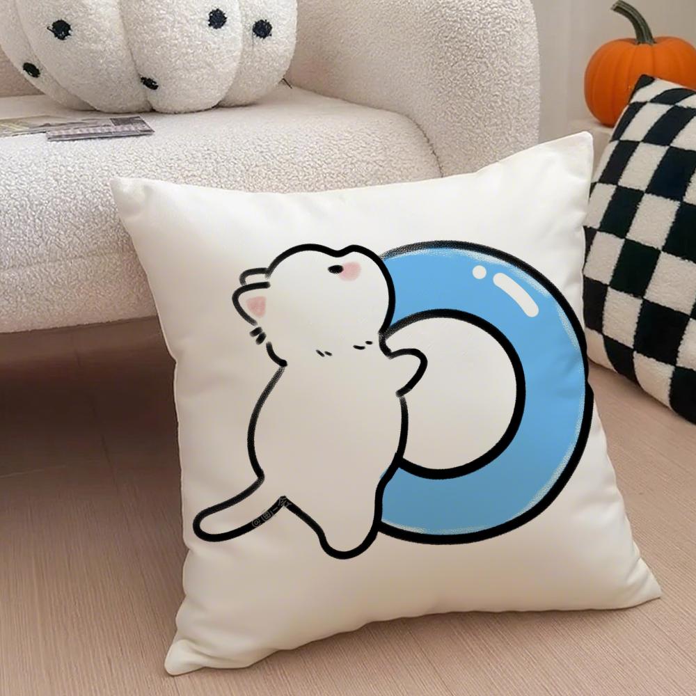Cute Custom Art Cat Personalised Cushion Cover Throw Pillow Cover Hidden Button Durable Polyester Chair Cushion
