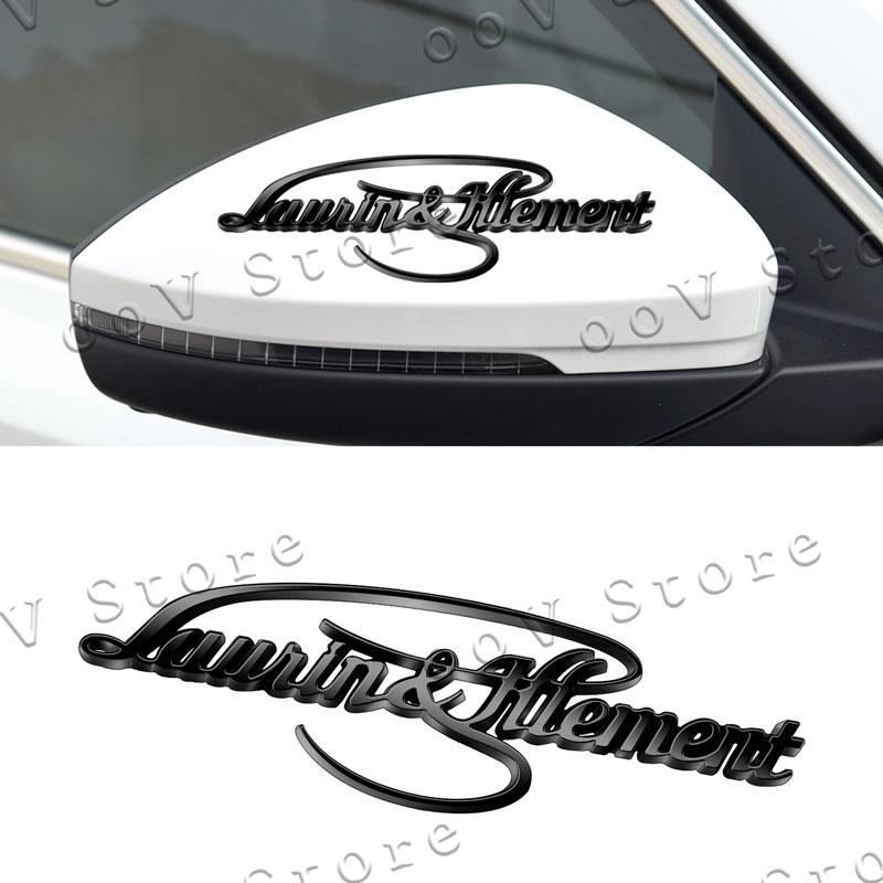 HGWE4 3D Chrome Metal Laurin & Klement Logo Emblem Car Fender Trunk Badge Sticker For Skoda Octavia Rapid Superb 3 Kodiaq Yeti Decor