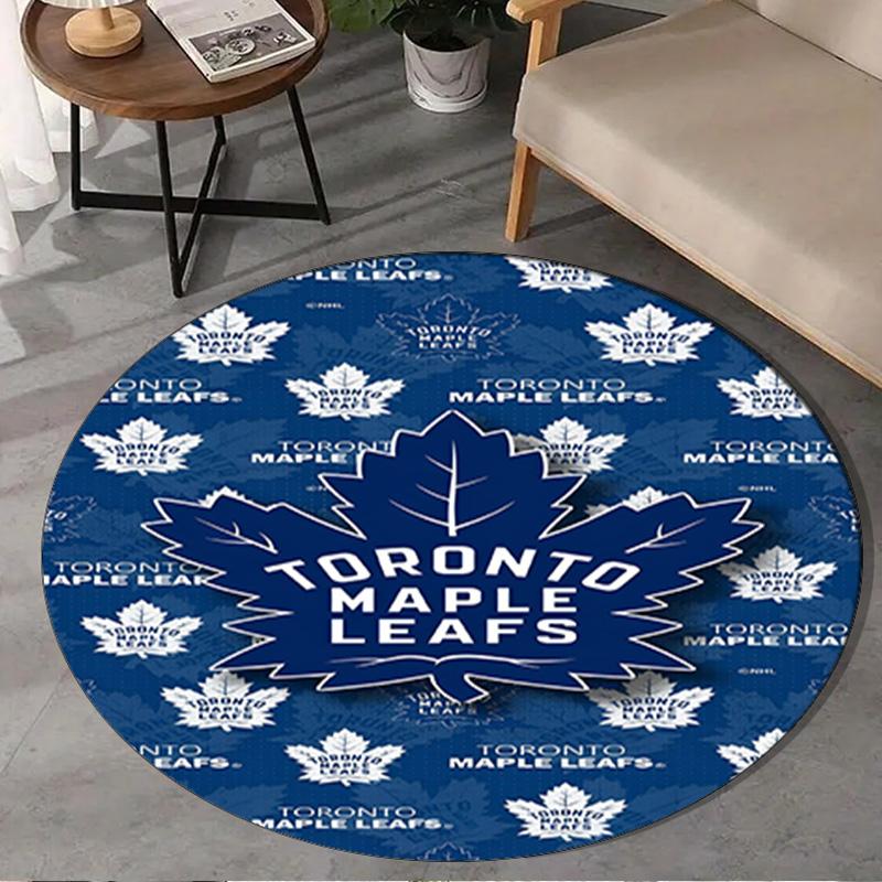 1PC Toronto Leafs Hockey Round Rug, Non-slip Chair Mat, Home Decor, Circle Carpet Perfect for Office, Bedroom, Living Room,Christmas gift