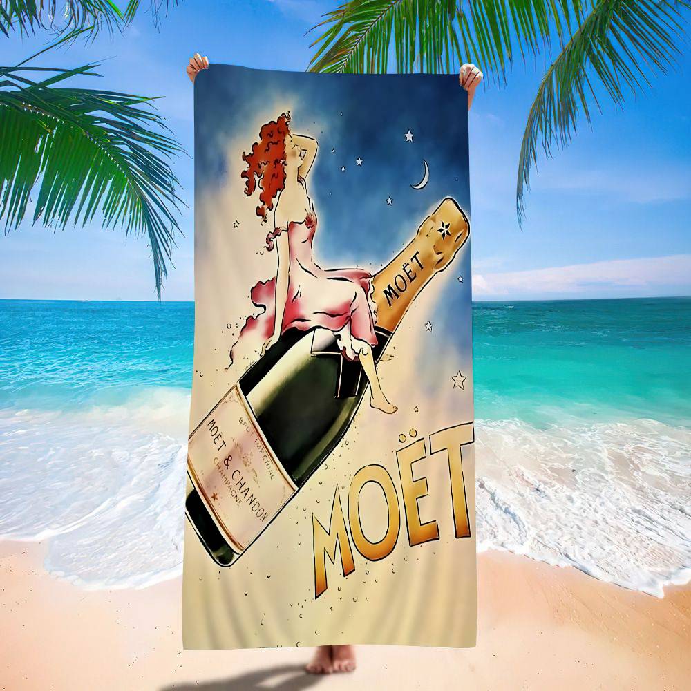 Шампанское Логотип M-Moet C-Chandon Микрофибра Печатное Пляжное Полотенце Альпинизм Йога Пляж Плавание Бег Впитывающее Мягкое