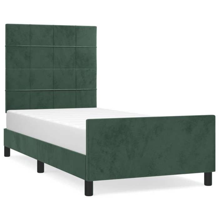 VidaXL Bed Frame with Headboard Dark Green 80x200 Cm Velvet3125724