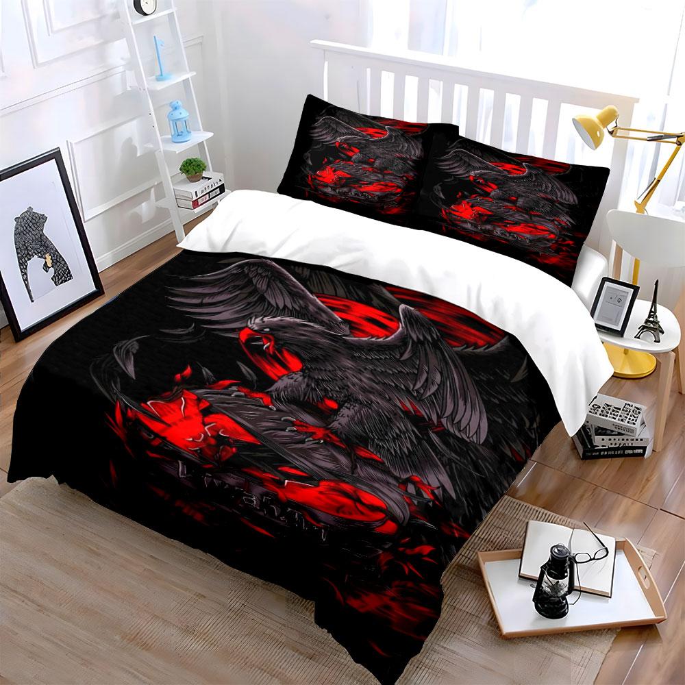Eagle with red flames. Bedding sets Duvet cover sets Duvet covers Pillowcases(1* Duvet Cover 2* Pillowcases without duvet insert)