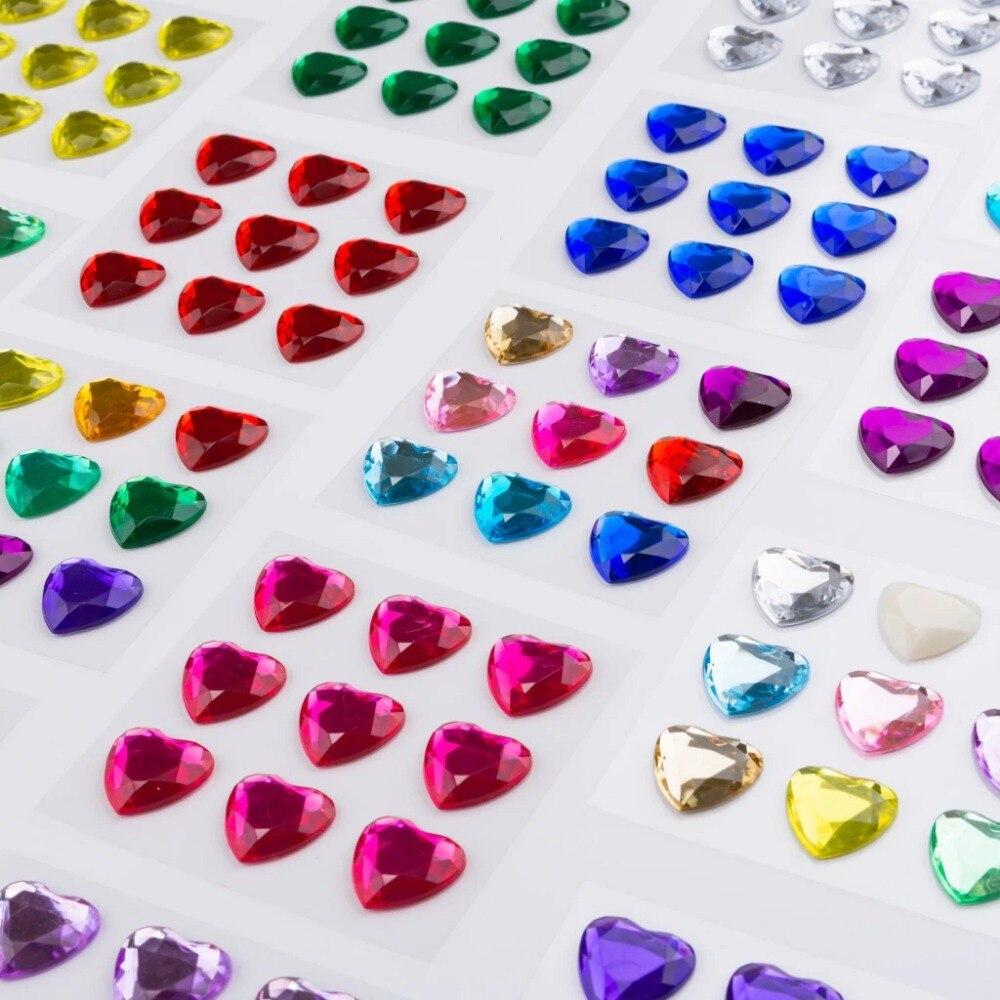 3D Acrylic Diamond Crystal Stickers Love Heart Face Gems Stickers for Party Show DIY Crystal Rhinestone Temporary Tattoos 4/18mm