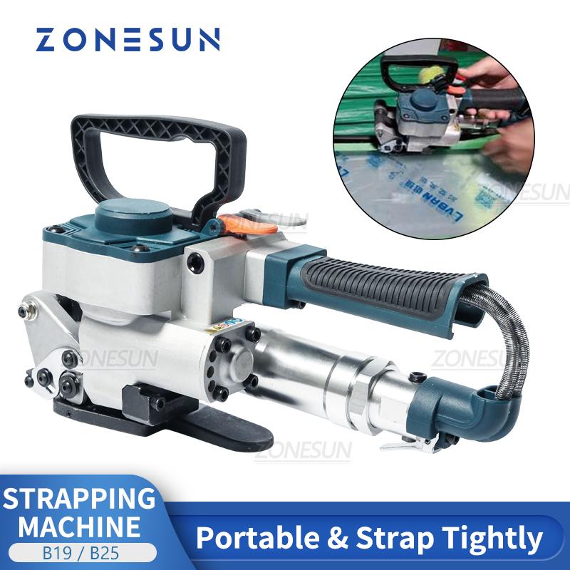 ZONESUN ZS-B19 Пневматическая машина для сварки трением и обвязки лентой Воздушная машина для обвязки ПЭТ-лентой Инструмент для ПЭТ-лент шириной 13-19 мм