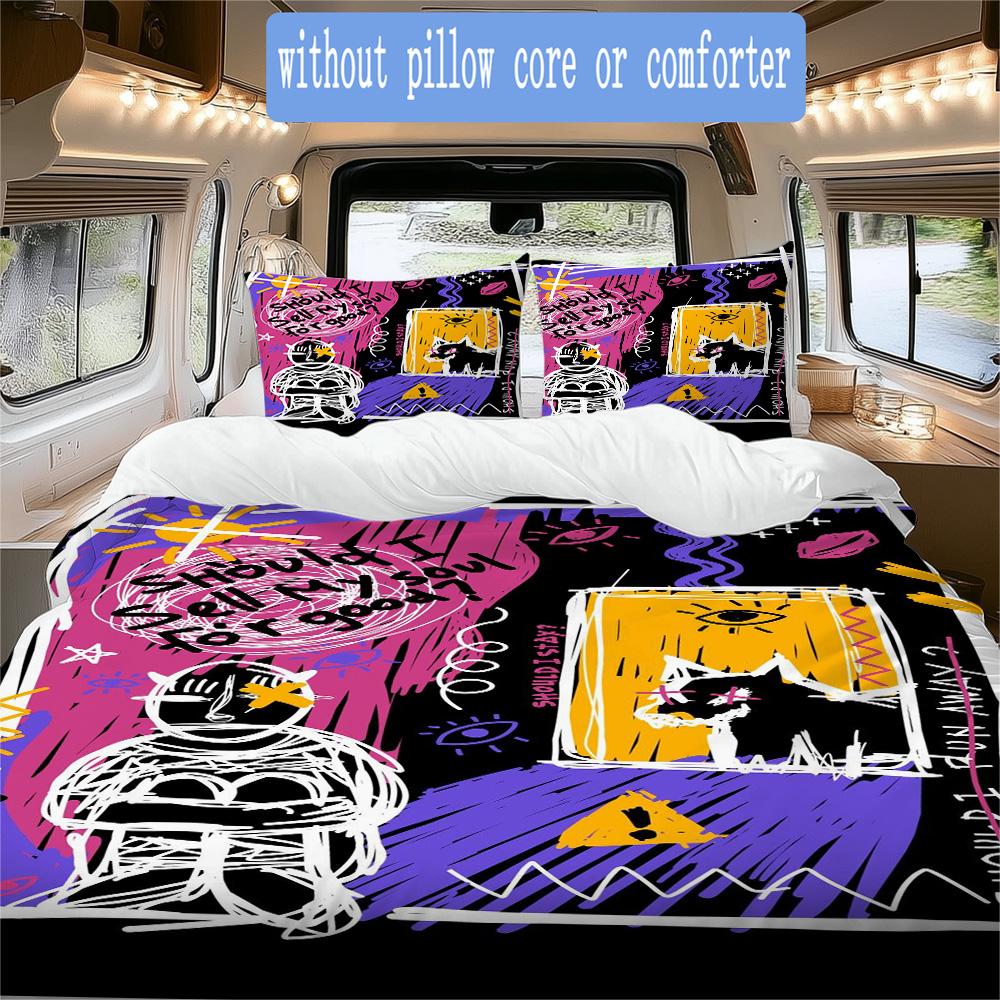 Psychedelic introspective geometric Pattern Bedding,Quilt Set Quilt Cover Pillowcase Home Birthday Gift (1*duvet cover+2*pillowcase,without core)ZSJT0