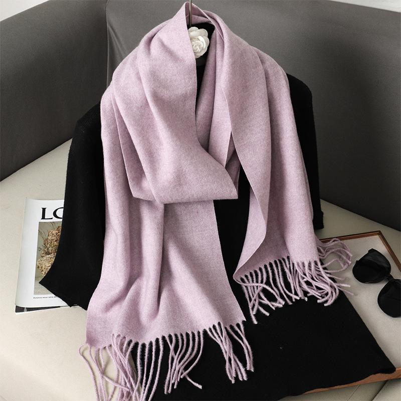 62Color Solid Women Winter Scarf Теплый Утолщенный Кашемировый Шаль Уличная Мода Роскошные Кисточки Пашмина Дамская Накидка Ветрозащитные Шарфы