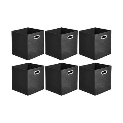 Amazon Basics Складные тканевые коробки для хранения с ручками, Черные, Набор из 6 штук
