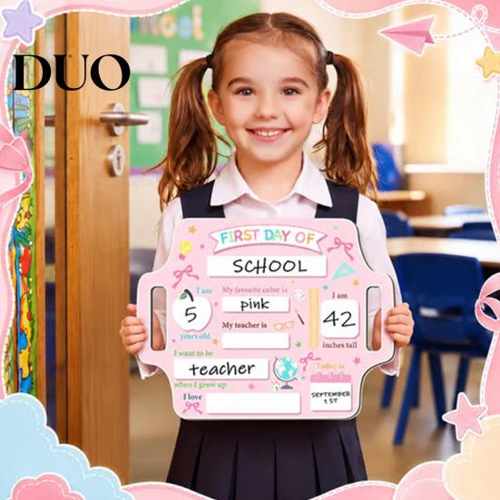 Wooden Message Center First Day of School Sign, Reusable Chalkboard Sign for Kids, Back Small Hanging Board to Decorations Supplies Kindergarten
