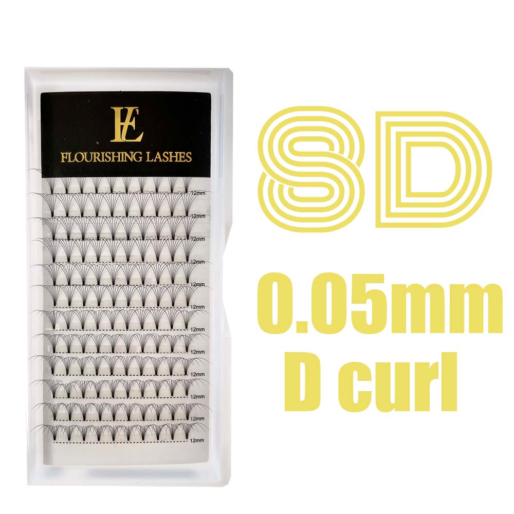 Flourishing Lashes Handmade Dark Black Pre-Made Cat Eye False Eyelashes with 6D-8D Volume PBT Material 12 Rows Super Soft Bloom