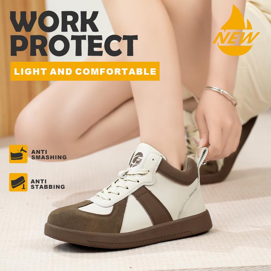 Женские легкие защитные кроссовки со стальным подноском: Удобная, нескользящая и устойчивая к проколам рабочая обувь.