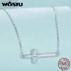 925 Sterling Silver Simple Cross Pendant Necklace for Women Daily Wear Guard Zircon Chain Links Family Jewelry Girl Gift