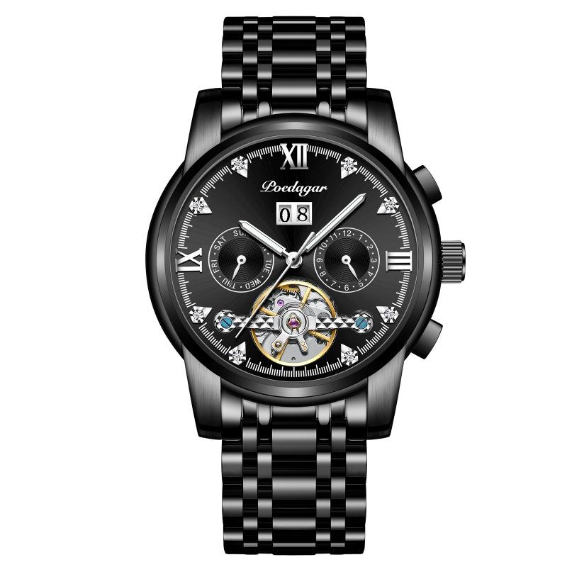 Новые классические мужские механические часы Tourbillon швейцарского производства, календарь, полностью автоматические, водонепроницаемые, многофункциональные, скелетон, люминесцентные, агрессивный дизайн