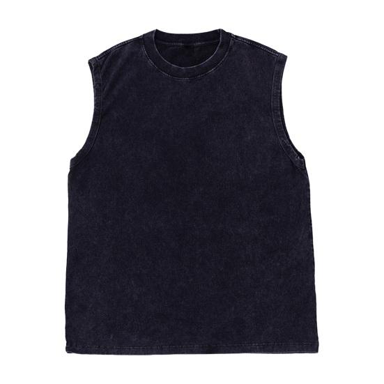 Жилет унисекс в стиле ретро, ​​свободная футболка без рукавов с круглым вырезом, однотонные, потертые, потертые майки, мужские и женские жилеты, уличная одежда