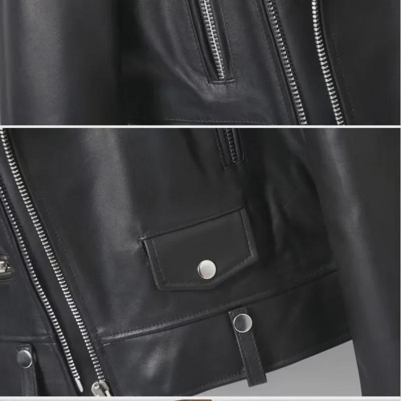 Женская облегающая мотоциклетная куртка из кожи растительного дубления - весна/осень 2024 г.