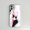 Чехол для телефона Girl Black Cat, металлический лак, закаленное стекло, противоударный чехол для iPhone, Samsung, Huawei, Honor, Xiaomi, Redmi, OPPO, Realme, OnePlus, Vivo