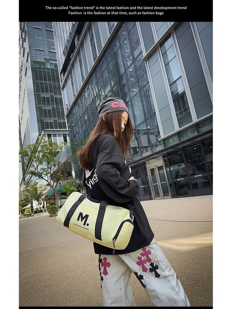 New Large Capacity Gym and Travel Bag - Lightweight, Dry & Wet Separation, Single Shoulder/Crossbody with Printed Logo