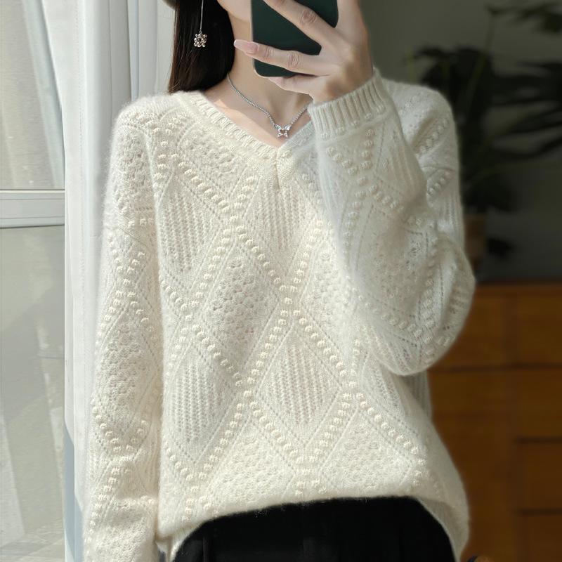 New Cardigan for Women In Autumn and Winter, Seven-needle Thickened V-neck Knitted Pullover Long-sleeved Sweater Base Shirt Warm Top