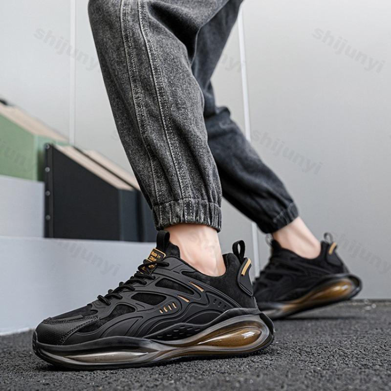 Мода Мужская Мода Тренд Повседневная Обувь 2025 Весна Новая Удобная Спортивная Обувь для Открытого Воздуха Толстая Подошва Нескользящая Шнуровка Массивные Кроссовки
