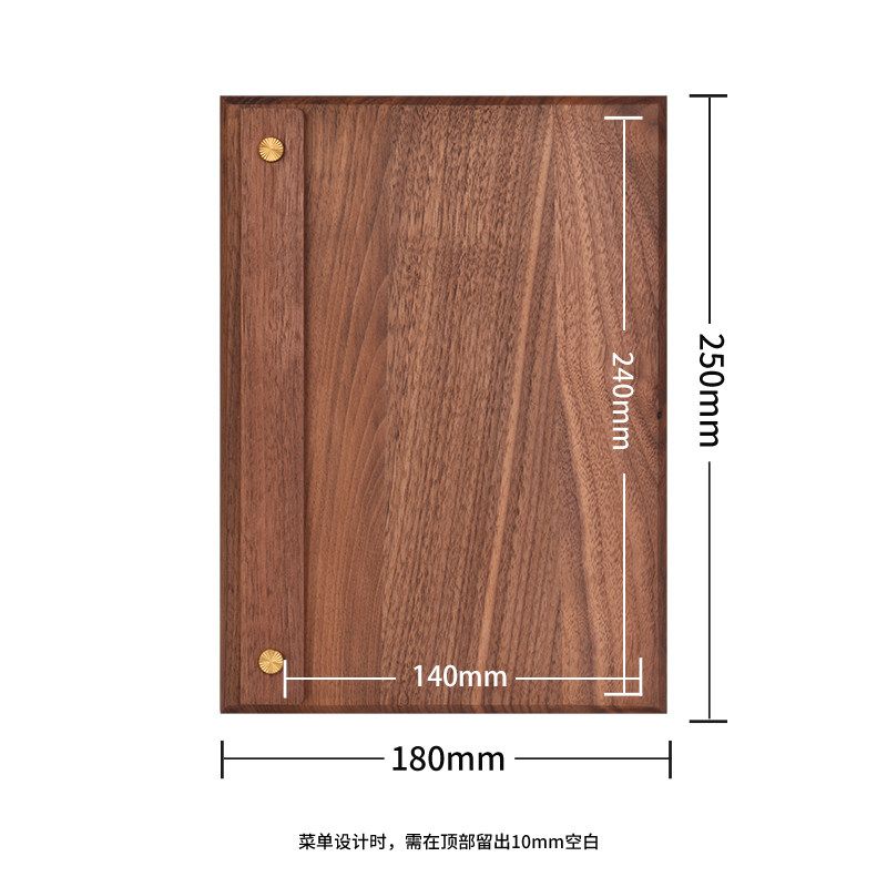 Fangye | Black Walnut Menu Holder Folder Solid Wood Base Plate Retro Textured Design Japanese Style Brass Coffee Restaurant