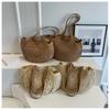Summer Round Straw Women Vacation Women Beach Shoulder Bag Large Capacity Hollow Out Simple Tote Bag