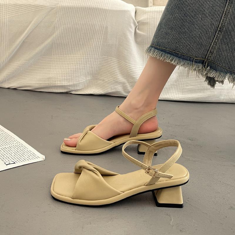 Французский стиль с юбкой на толстом каблуке сандалии женская летняя верхняя одежда мода Sense корейские универсальные туфли на высоком каблуке