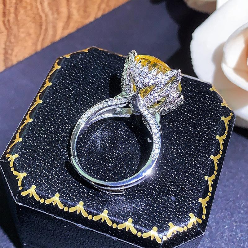 Jewelry Ring Real Bird'S Nest Cut Purple Carp Pink Zirconium Yellow Diamond Lucky Egg Ring Women'S