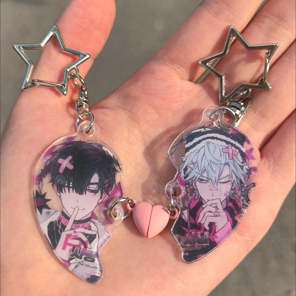Anime ALIEN STAGE Keychain Till Ivan Heart-Shaped Magnetic Pendant Cute Bag Pendant Key Ring Acrylic Cartoon Girl Gifts