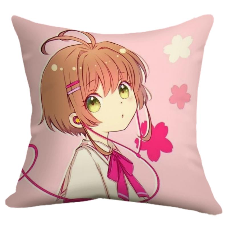 1Pc Cardcaptor Sakura & Tomoyo Pillow Cover, Polyester 2-Sided Print, Anime Girl Sakura With Cherry Blossoms, Cute Manga Lover H