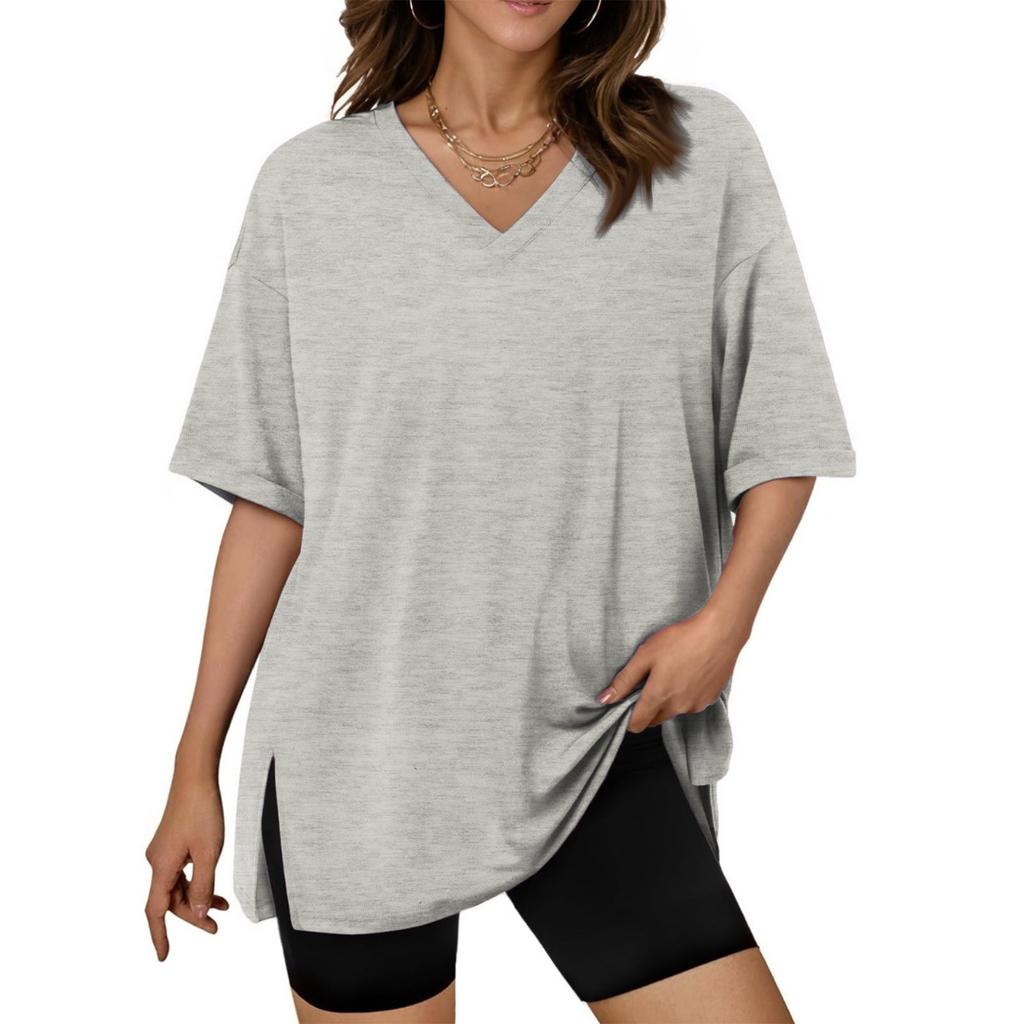 Large Oversized Women's Gym T Shirts Plus Size Tops V Neck Short Sleeve Workout Shirts Casual Loose Fit T Shirts