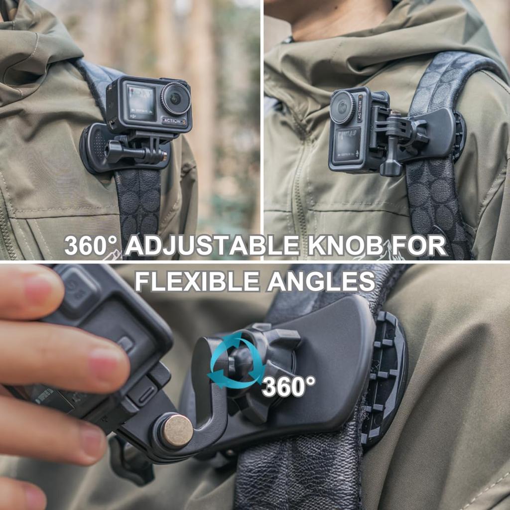 Крепление на плечевой ремень рюкзака Fujing Clamp для Gopro, вращающееся на 360 градусов, быстросъемное крепление для рюкзака, совместимое с Gopro Hero DJIOsmo Action и