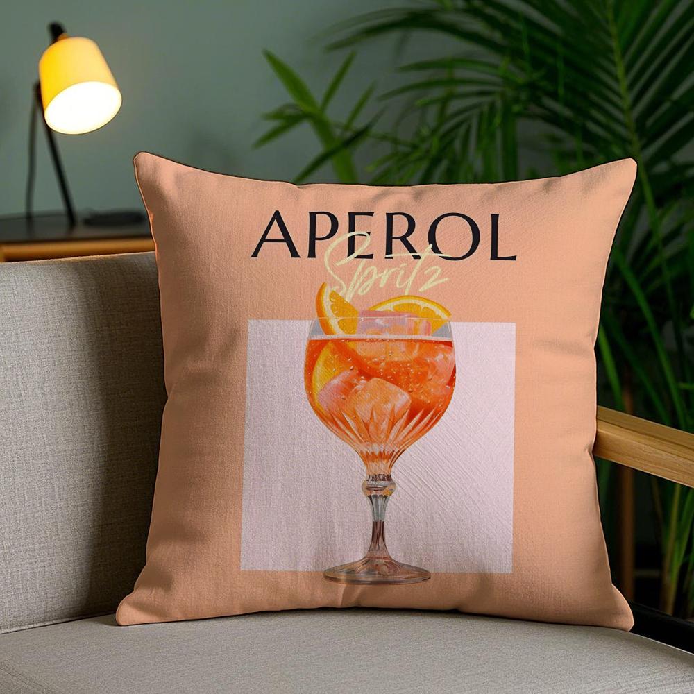 Классический чехол на подушку Aperol Spritz Мягкий короткий плюш Двусторонний принт Декор для дома Машинная стирка Наволочка Подарок
