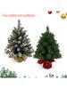 20 Inch Small Christmas Tree Tabletop Decor with Warm White LED Light String Red Fruit Plastic Pine Cone Burlap Base Christmas