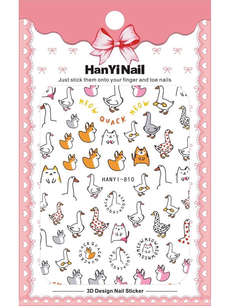 2025 милые наклейки для ногтей с изображением кошек и животных