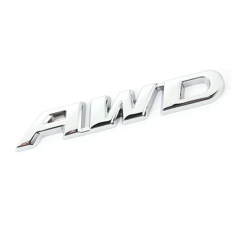 MPC4 3D Metal AWD Letters Rear Trunk Fender Emblem Badge Sticker Decals For Honda CRV HRV Highlander Car Styling Accessories