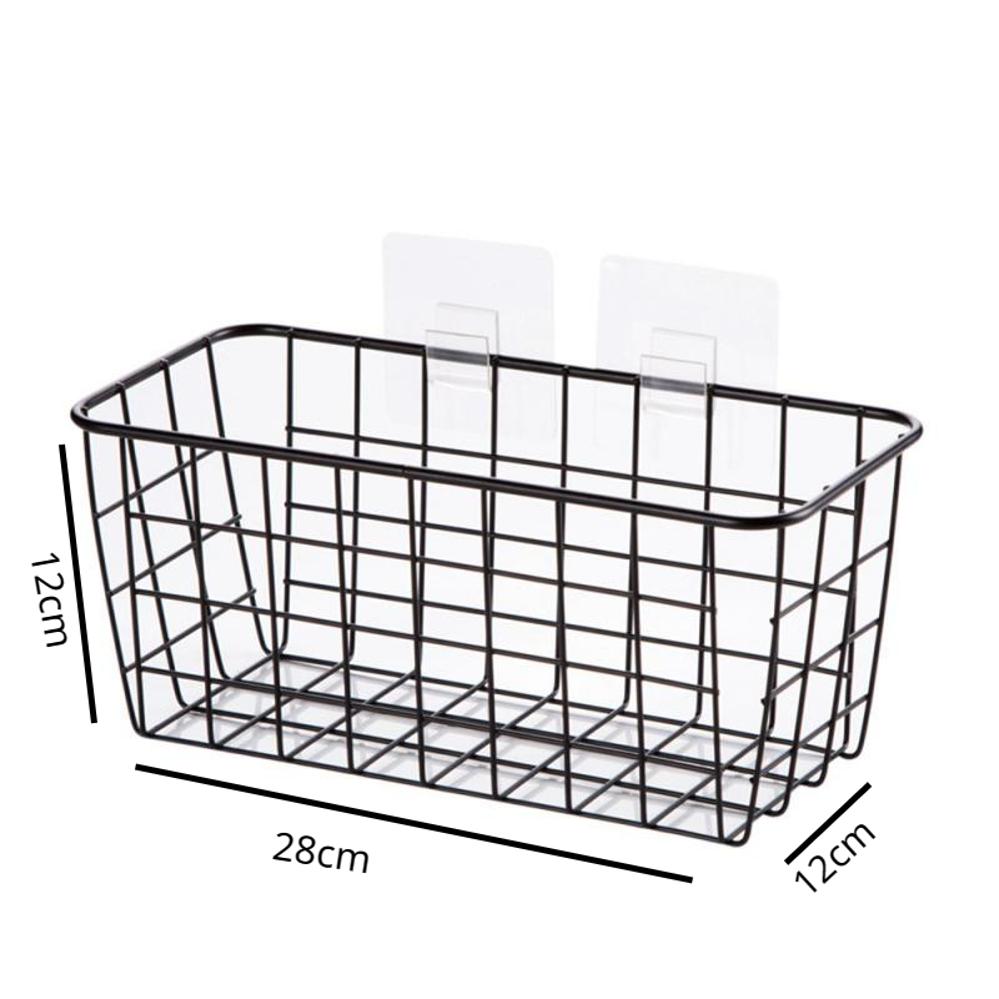 1 Pcs Wrought Iron Kitchen Seasoning Storage Basket Storage Basket Bathroom Rectangular Storage Box Wall Hanging Rack Storage