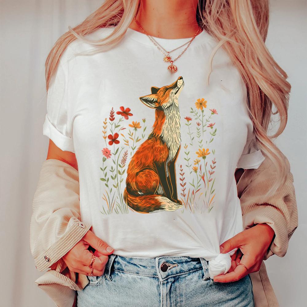 Винтажная рубашка с полевыми цветами и лисой Comfort Shirts Light Academia Cottagecore Forestcore причудливая рубашка повседневная повседневный топ Y2K уличная одежда