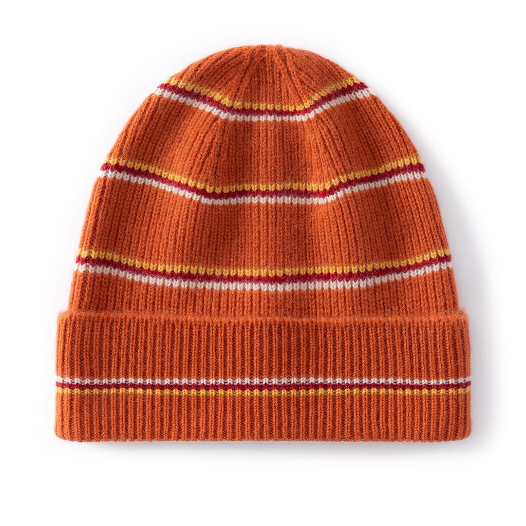 New, fashionable striped jacquard knitted wool hat, autumn and winter versatile warm cashmere pullover hat