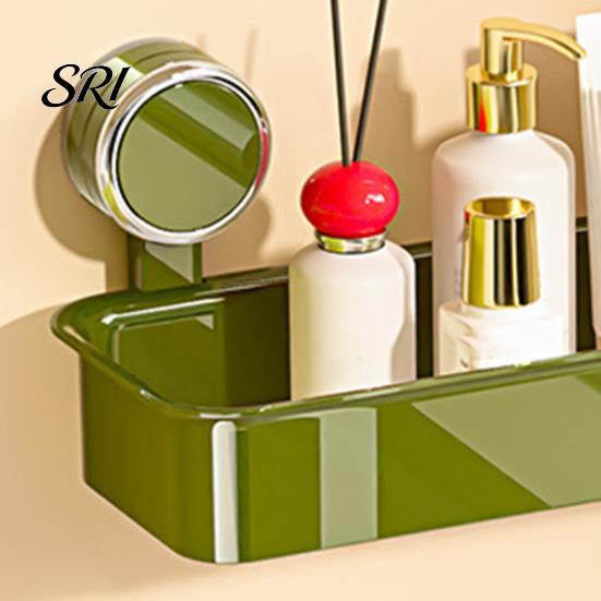 Bathroom Storage Organizer Rack with Suction Cup No-Drill Design Strong Toiletry Basket Load-Bearing Non-Slip Wall for Kitchen Damage-free