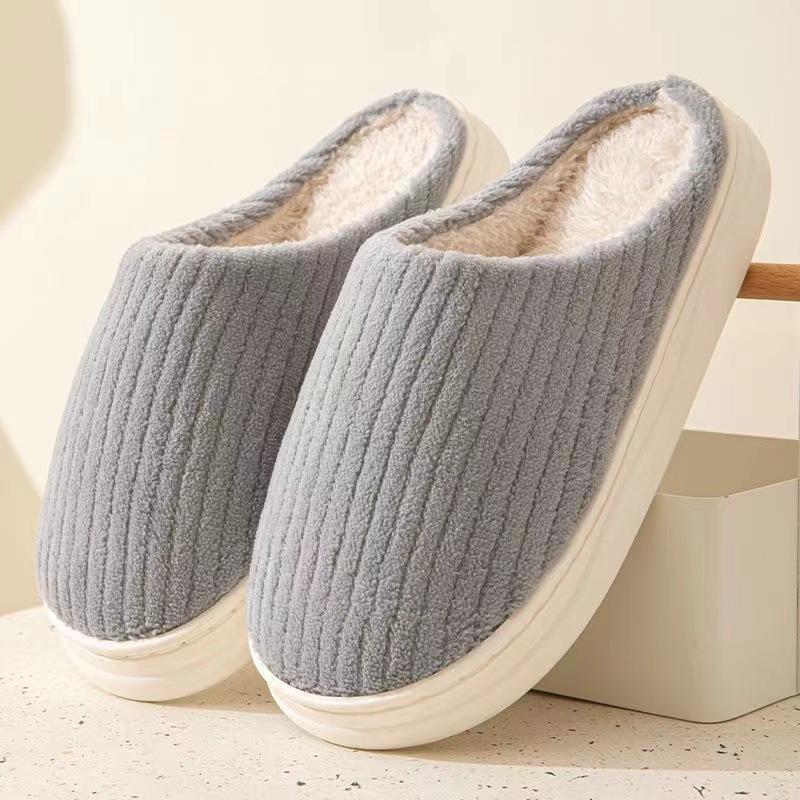 Cotton Slippers Women's Velvet Slippers Winter New Warm Cotton Drag Couple Cotton Shoes Silent Non-slip Wool Slippers