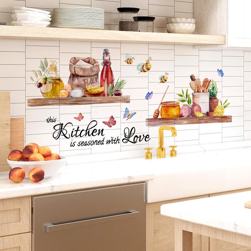 Self Apply Kitchen Wall Sticker Decal Removable PVC Waterproof Wall Decals for Decorating Kitchen and Dining Spaces