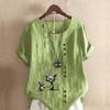 Women's Fashion Cat and Mouse Prined Short Sleeve T-shirt Loose Cotton Shirt Casual Loose Summer Blouse Plus Size Tops