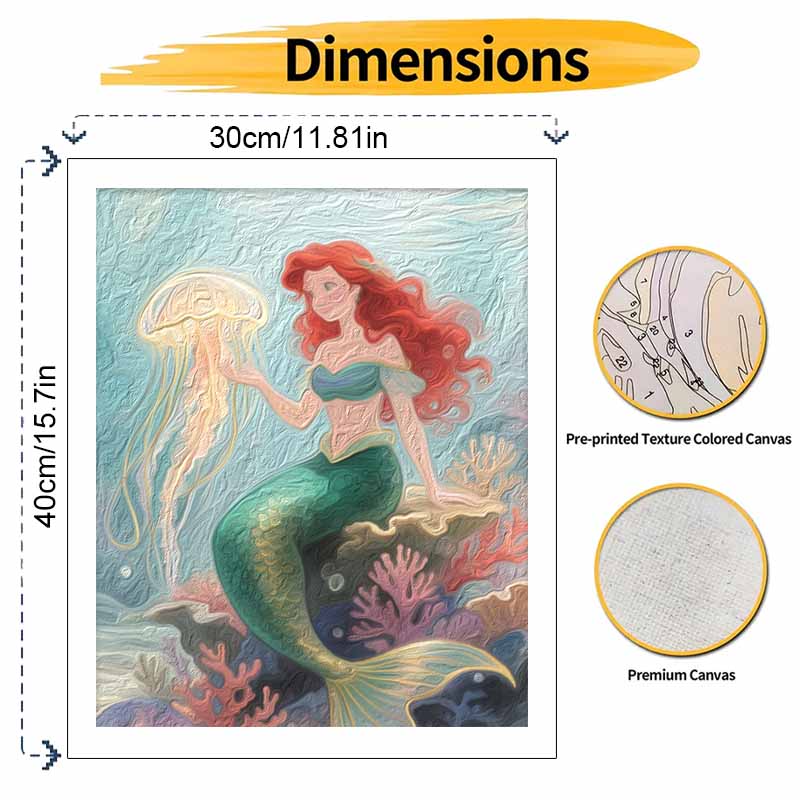 Disney little mermaid jellyfish digital oil painting hand painting kit diy home decoration