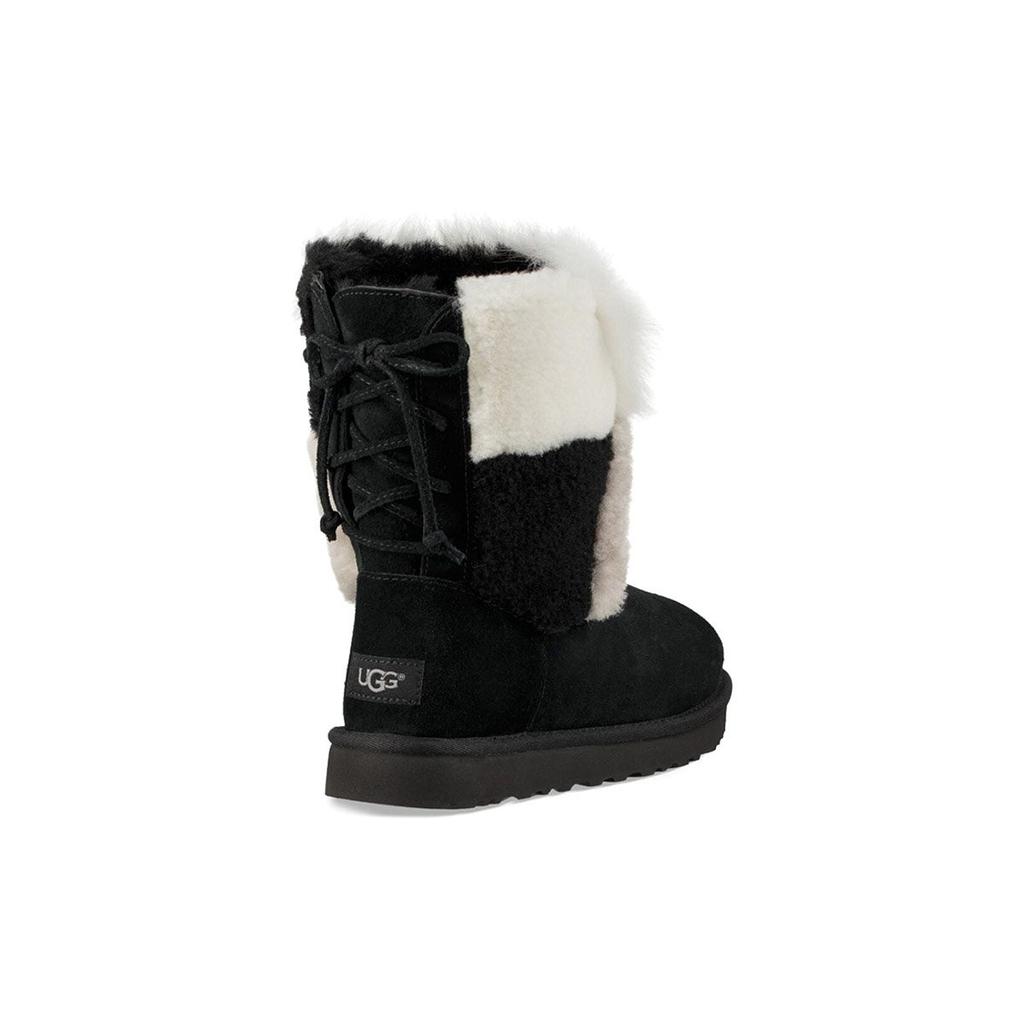 UGG Классический короткий пэчворк пушистый сохраняющий тепло уютный с флисовой подкладкой черный женский 1098071-BLK
