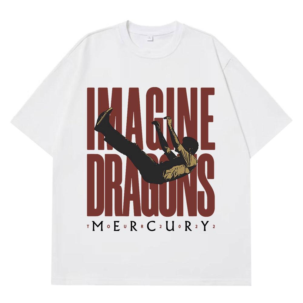 Imagine Dragons Mercury Tour Концертная Футболка Рок-группа Футболка Мужская Женская Харадзюку Хлопок Свободная Короткий Рукав Топ