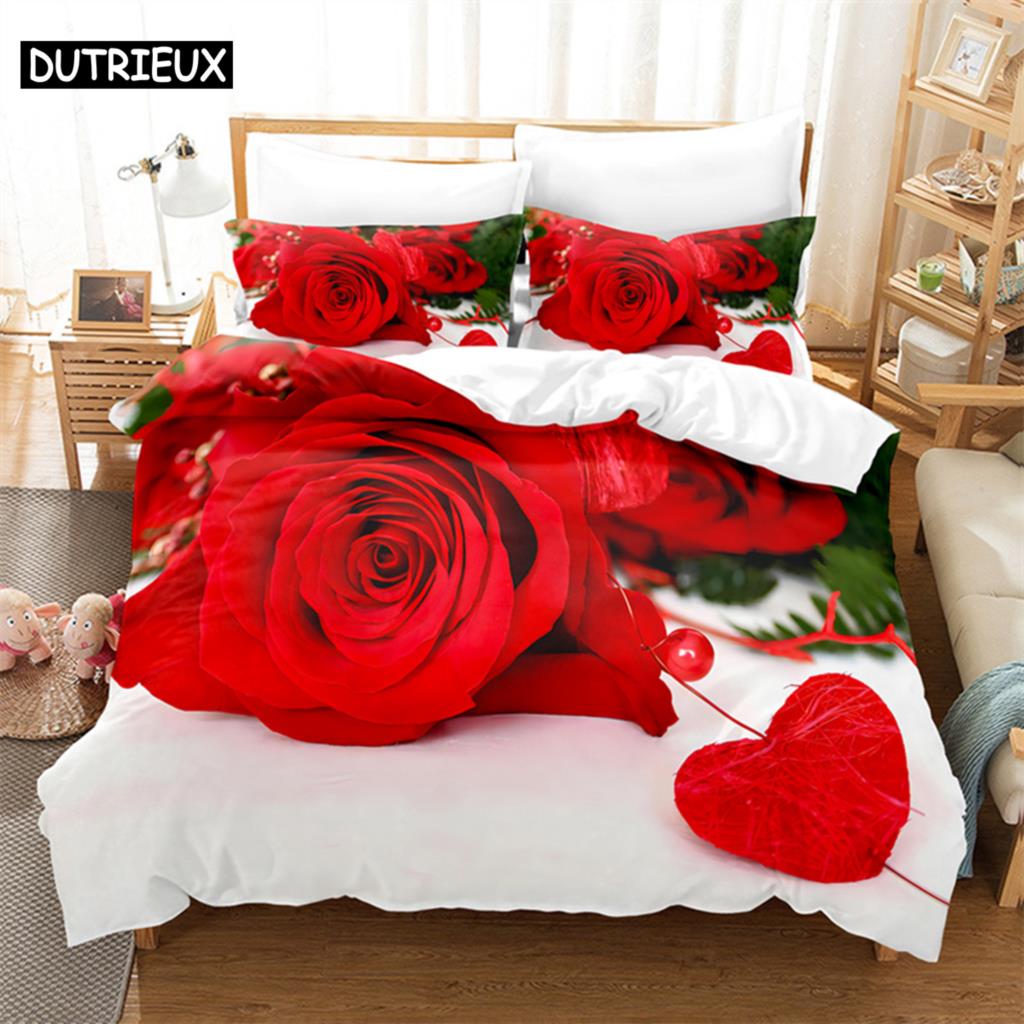 Роскошный комплект постельного белья Red Rose Queen, пододеяльник, комплект постельного белья, комплект постельного белья, пододеяльник King Size, комплект постельного белья