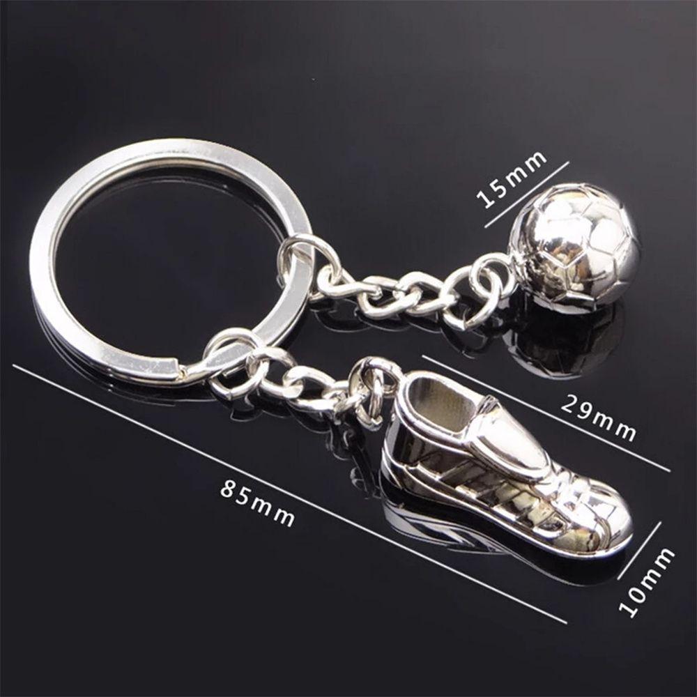 Steel Football Ball Sport Hanging Keychain Football Key Chain Metal Chain Soccer Shoes Key Rings