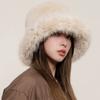 Теплая шапка из искусственного меха Пушистая шапка Шапка-бини Элегантная плюшевая шляпа-ведро Женская/Девичья